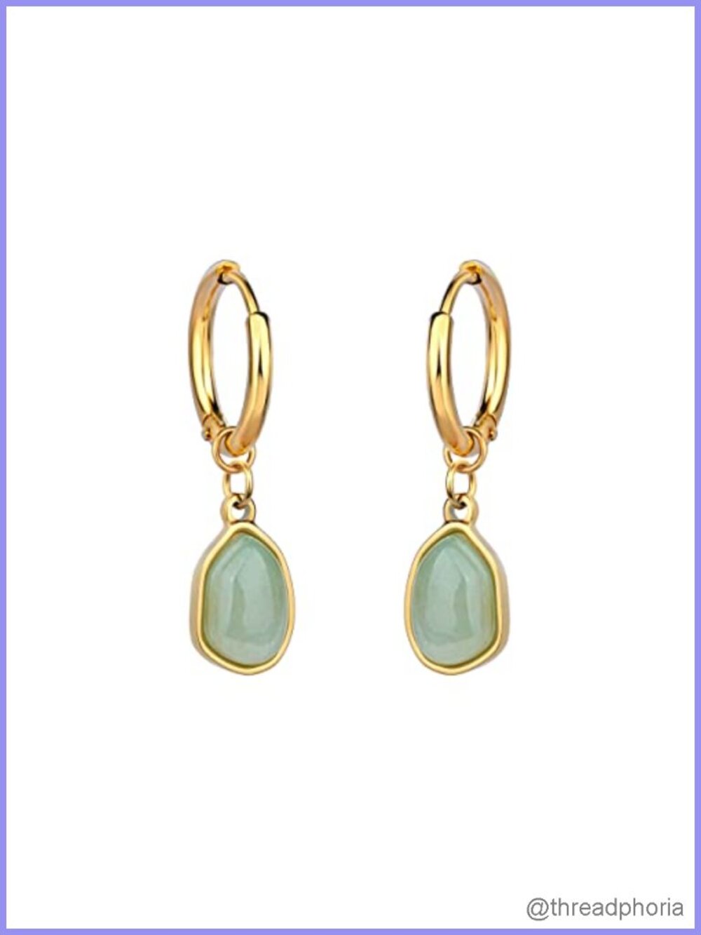 Dainty Gemstone Dangle Earrings Gold Plated Hypoallergenic Teardrop Huggie Hoop